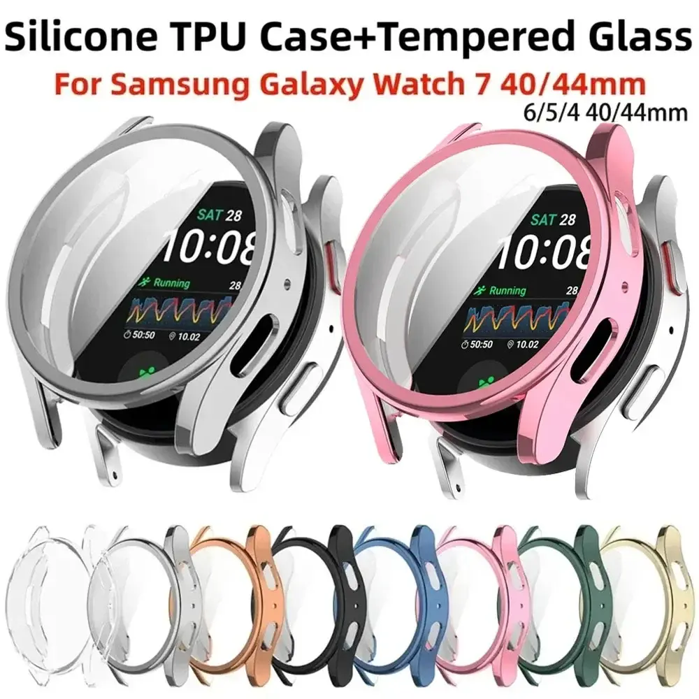 TPU Plating Case For Samsung Galaxy Watch 7 6 40mm 44mm Screen Protector Accessories All-Around Watch Case For Galaxy Watch FE