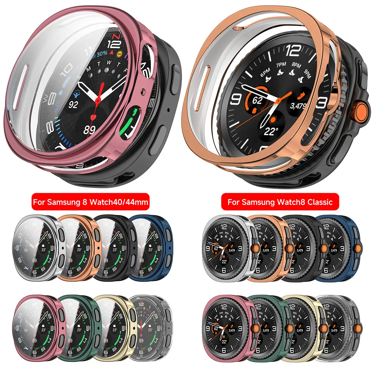 Soft TPU Case Glass For Samsung Galaxy Watch 8 40MM 44MM All-Around Watchband Screen Protector Frame Bumper Watch8 Cover Shell