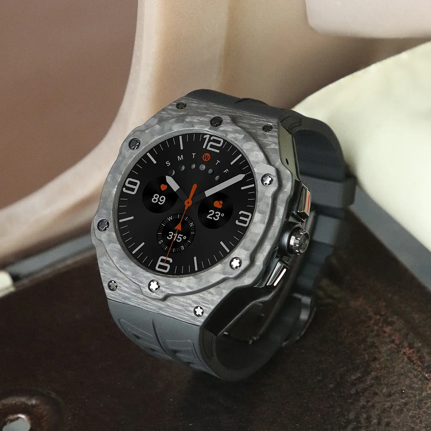 Luxury for Samsung Galaxy Watch Ultra 47mm Carbon Fiber Modifications Case Strap for Galaxy Watch 7 Ultra Rubber Band Accessorie