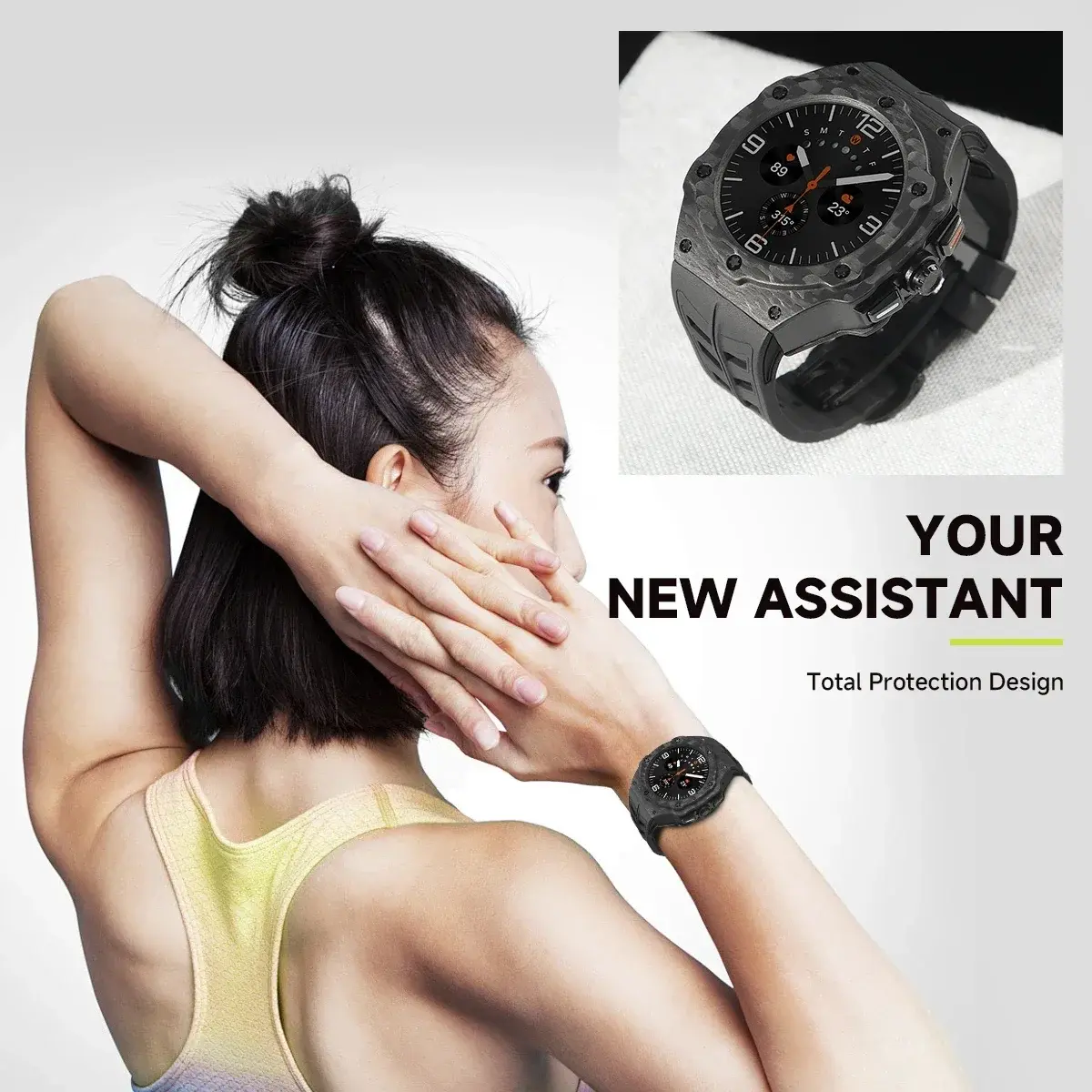 Luxury for Samsung Galaxy Watch Ultra 47mm Carbon Fiber Modifications Case Strap for Galaxy Watch 7 Ultra Rubber Band Accessorie