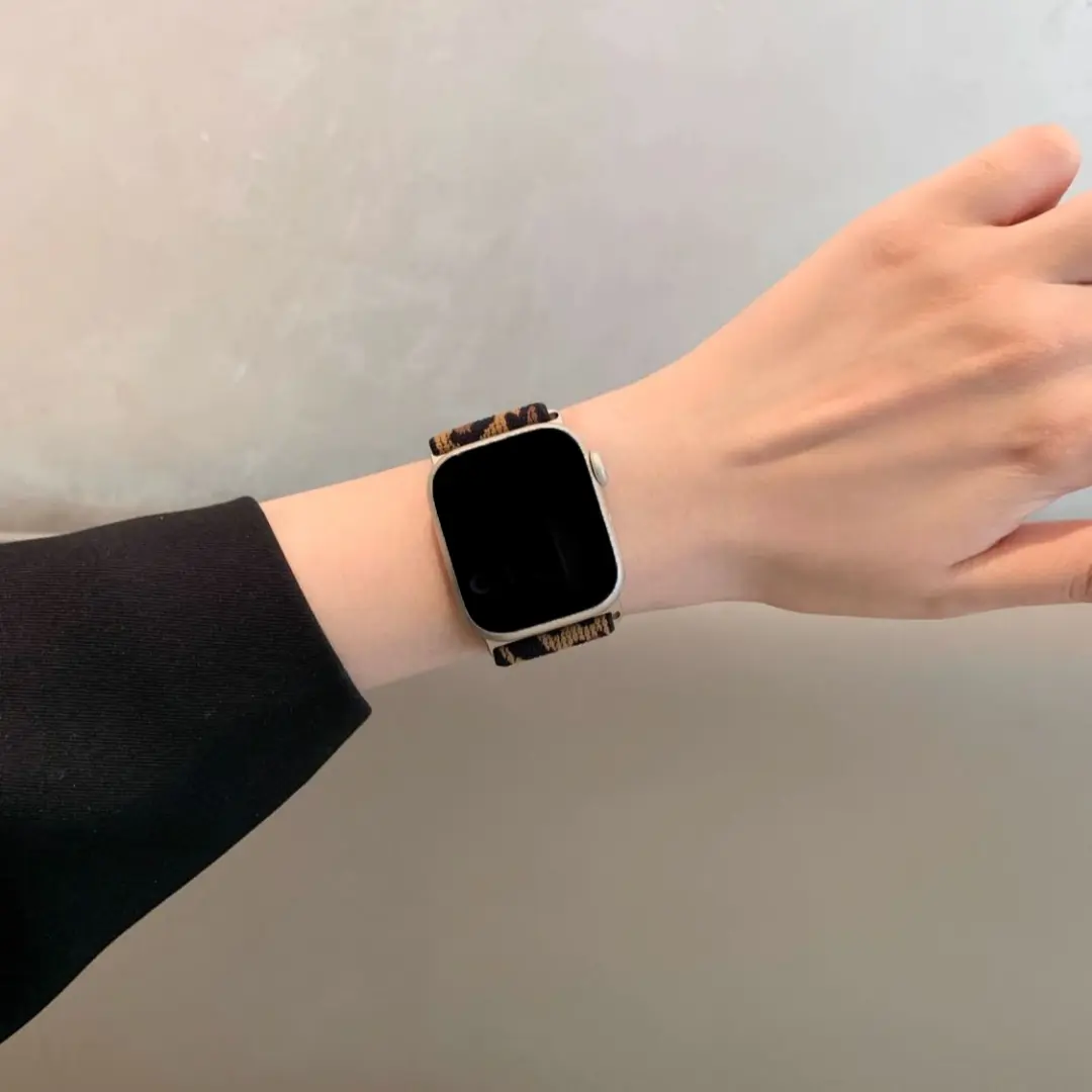 Chic Leopard Print Nylon Band For Apple Watch Series 9/8/7/6/5/4/3/2/SE, Compatible With 38/40/41mm & 42/44/45/49mm