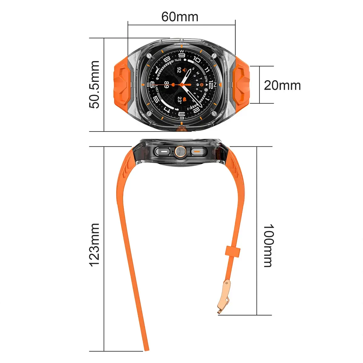 Mod Kit Strap+Case for Samsung Galaxy Watch 7 Ultra 47mm Silicone Loop Band Bracelet for Galaxy Watch Ultra Men Sports Wristband
