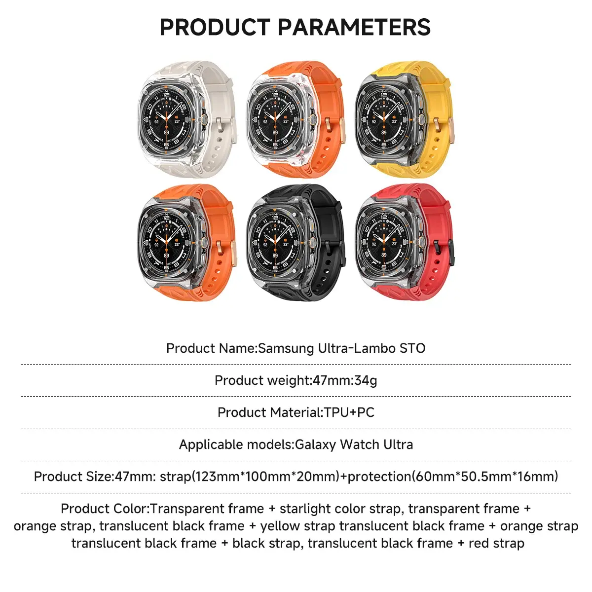 Mod Kit Strap+Case for Samsung Galaxy Watch 7 Ultra 47mm Silicone Loop Band Bracelet for Galaxy Watch Ultra Men Sports Wristband