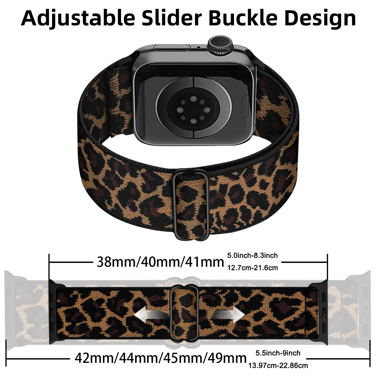 Chic Leopard Print Nylon Band For Apple Watch Series 9/8/7/6/5/4/3/2/SE, Compatible With 38/40/41mm & 42/44/45/49mm