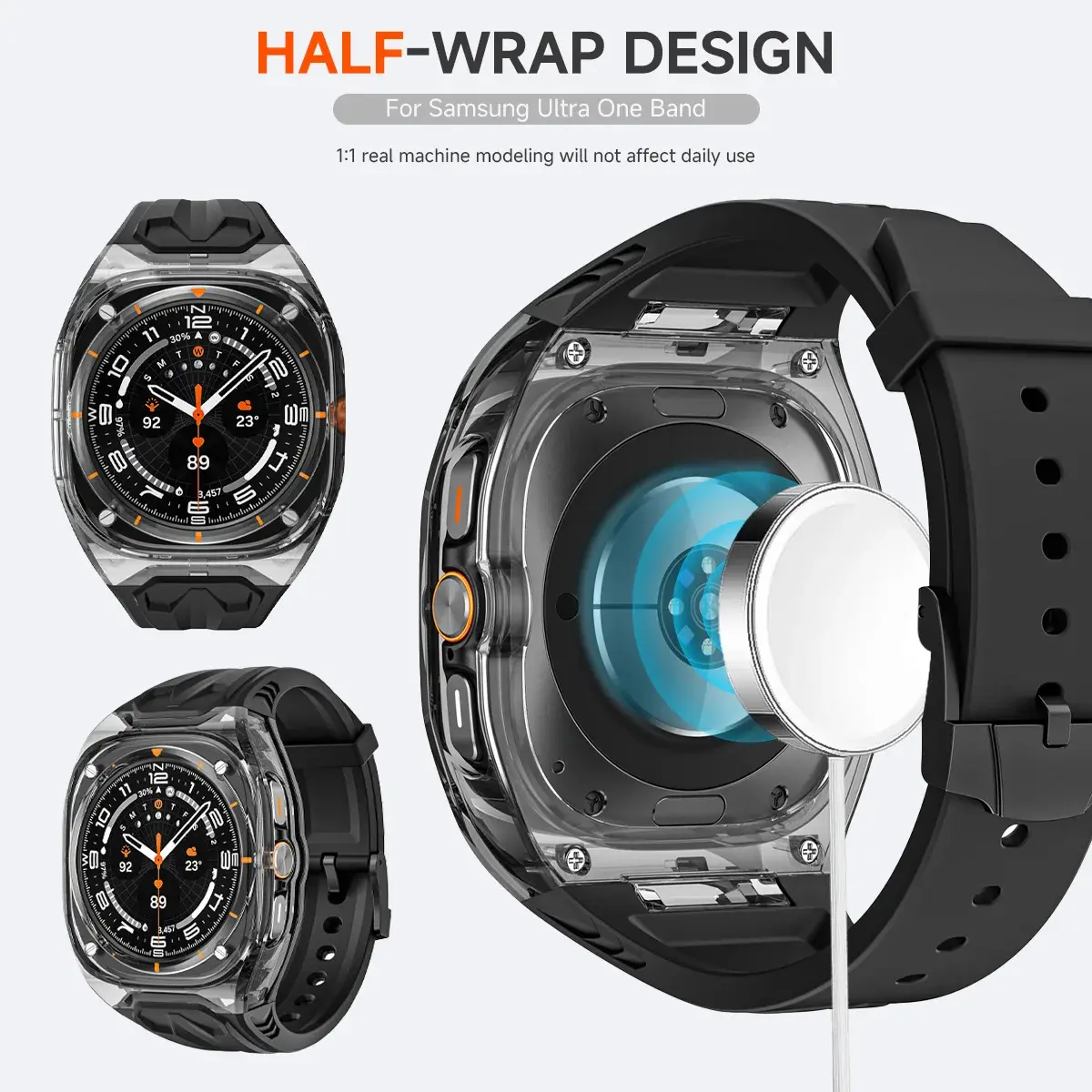 Mod Kit Strap+Case for Samsung Galaxy Watch 7 Ultra 47mm Silicone Loop Band Bracelet for Galaxy Watch Ultra Men Sports Wristband