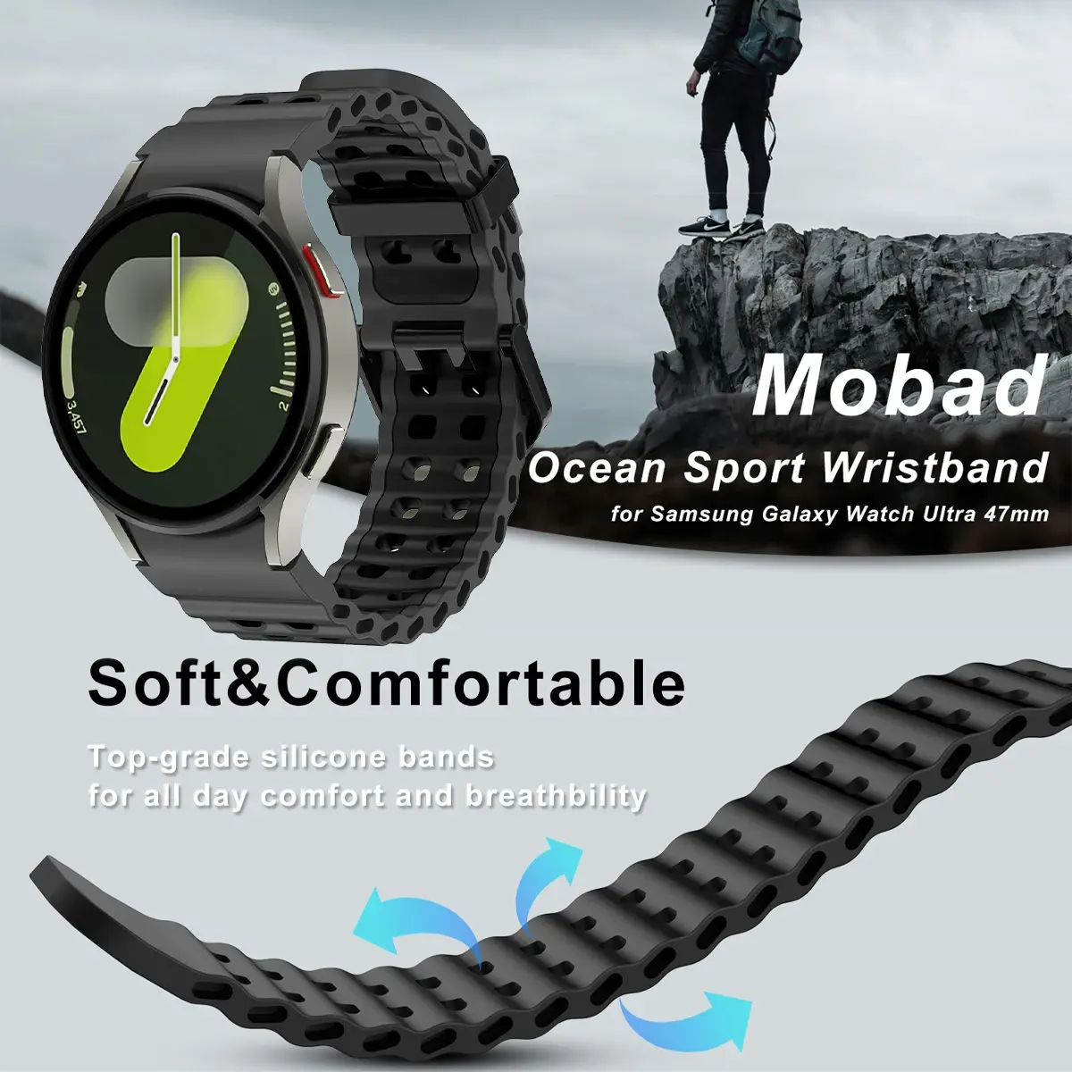 No Gaps Silicone Strap for Samsung Galaxy Watch 7/6/5/4 40mm 44mm 4/6 Classic 42/46mm 43/47mm 5Pro 45mm Sport Breathe Bracelet