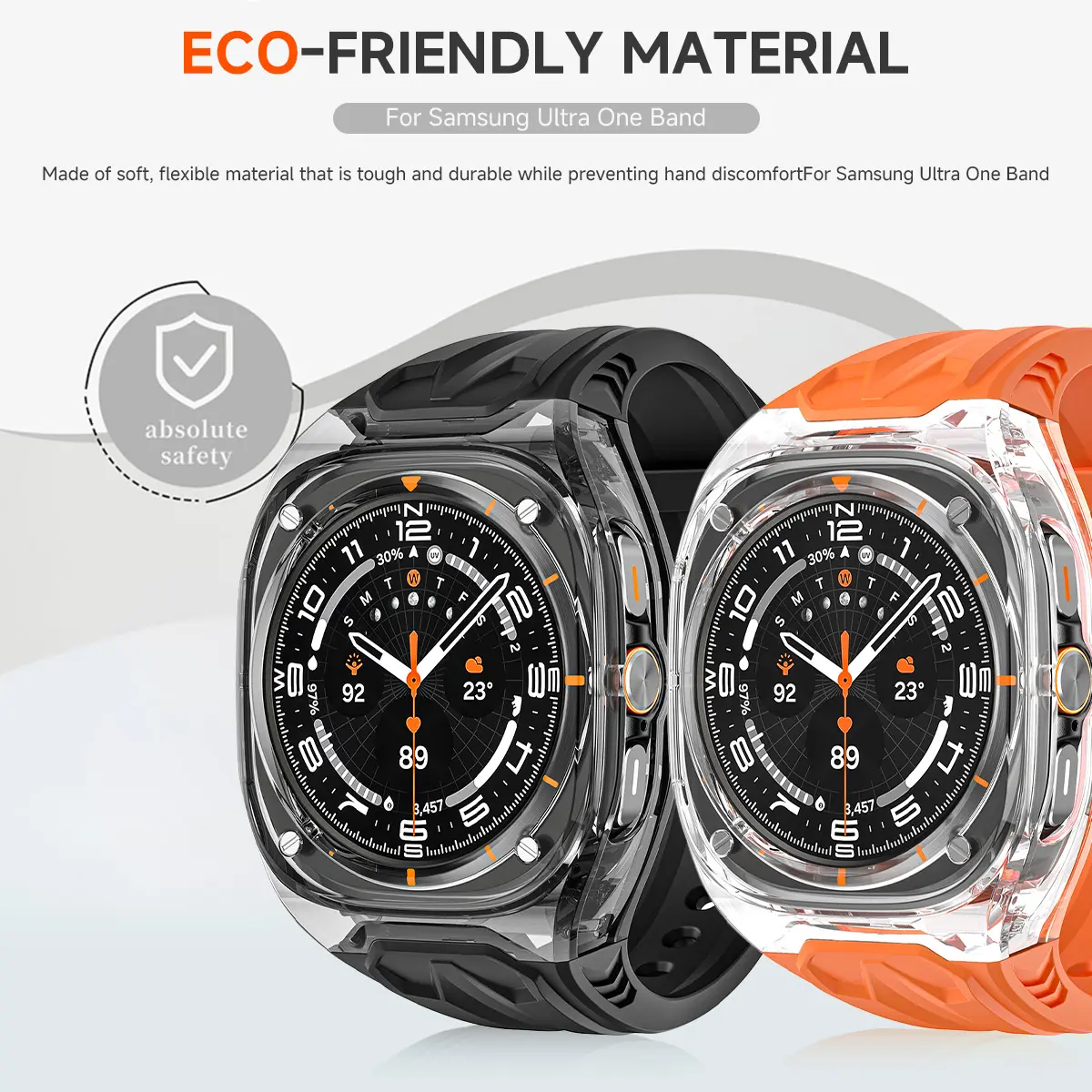 Mod Kit Strap+Case for Samsung Galaxy Watch 7 Ultra 47mm Silicone Loop Band Bracelet for Galaxy Watch Ultra Men Sports Wristband