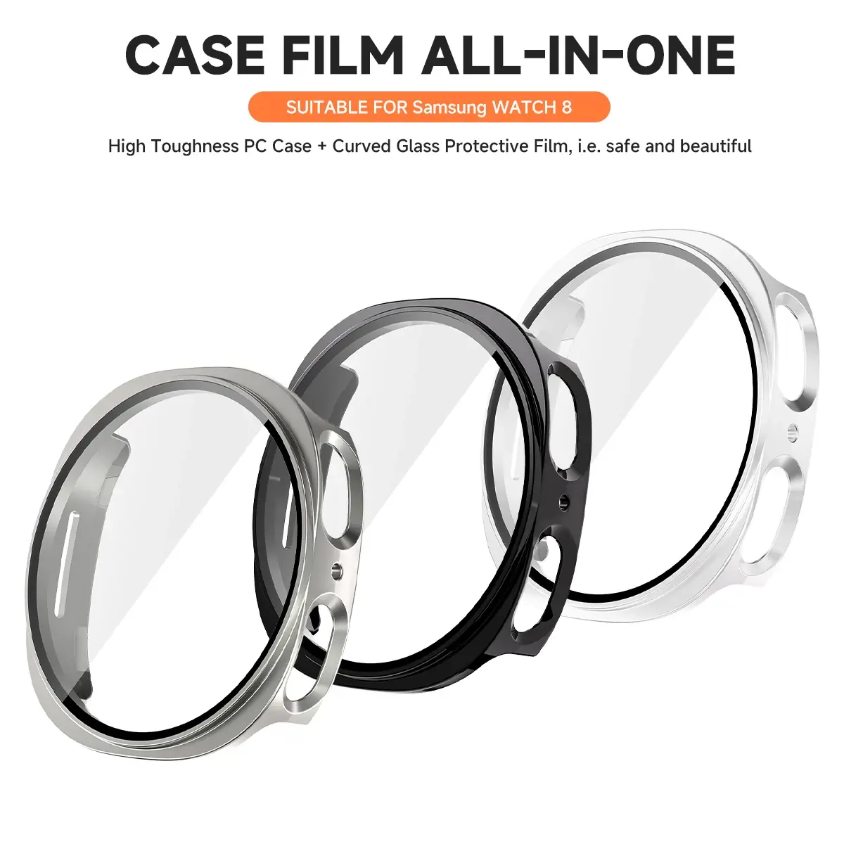 Glass+case For Samsung Galaxy watch 8 40mm 44mm scratch-resistant full-coverage screen Hollow protector For Galaxy watch8 Cover