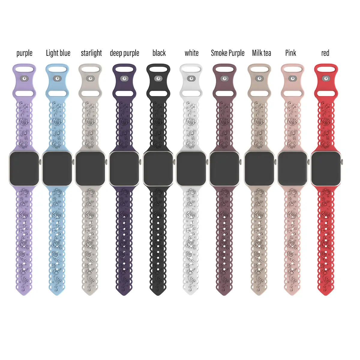 Strap For Apple Watch Band 44mm 42mm 41mm 40mm 45mm 49mm 46mm Floral Engraved bracelet correa iwatch series 10 9 7 SE 6 8 Ultra