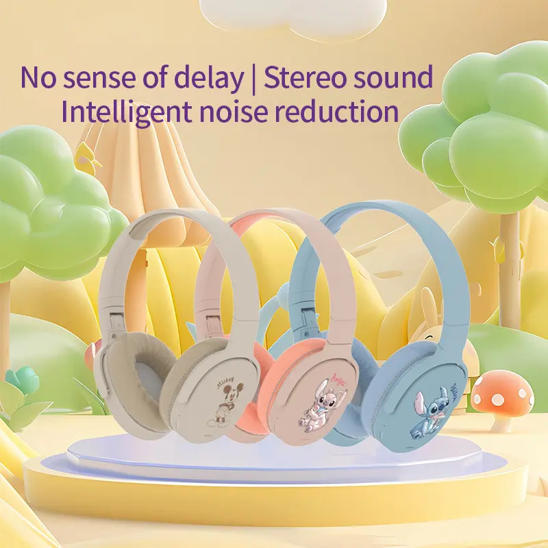 P2961 Headphones Disney Stitch Wireless Bluetooth Earbuds HiFi Stereo Over Ear Headset Gamer Music Sports Earphones TF/AUX