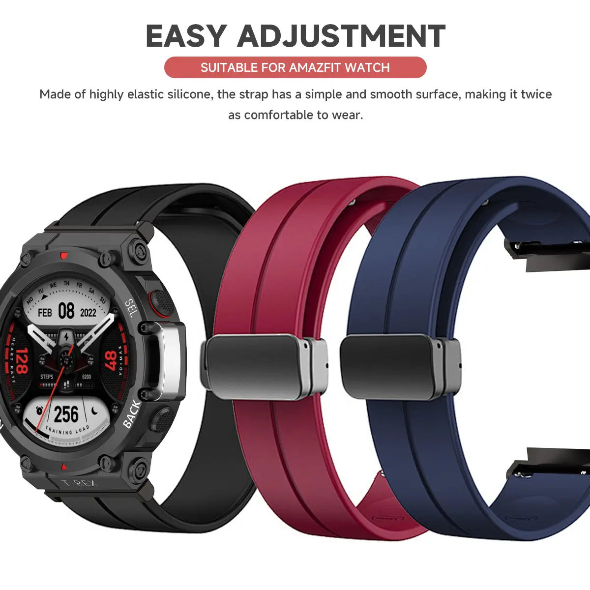 Magnetic Strap for Amazfit T-REX 3/2 Silicone Watch Strap For Huami Amazfit T-Rex Pro T-REX2 Ultra T-Rex Replacement Bracelet