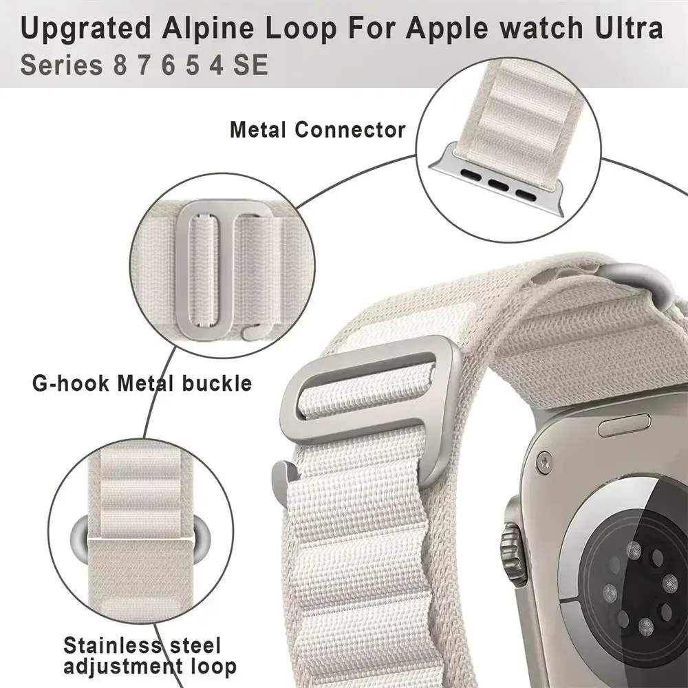 Alpine Strap for Apple Watch Bands 46mm 40mm 49mm 45mm 41mm 38mm 42mm Nylon Bracelet Iwatch Ultra 2 Series 10 9 8 7 6 5 4 3 Band
