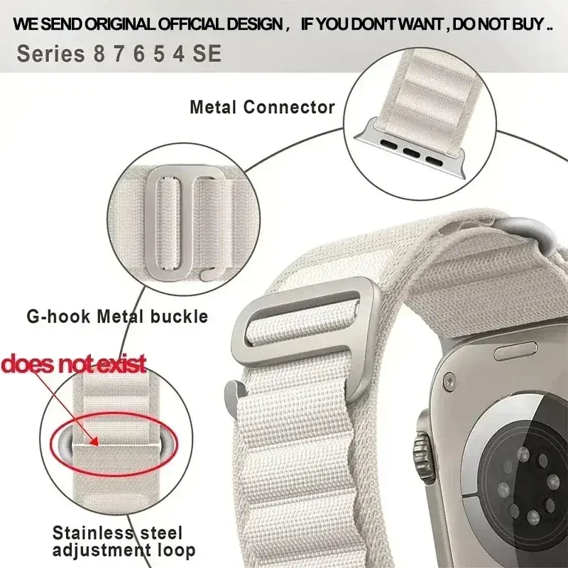 Nylon Loop Band for Apple Watch Strap Ultra 2 49mm 45mm 41mm 44mm 40mm 38 42mm Sport Bracelet for IWatch Series 9 8 7 6 SE 5 4 3