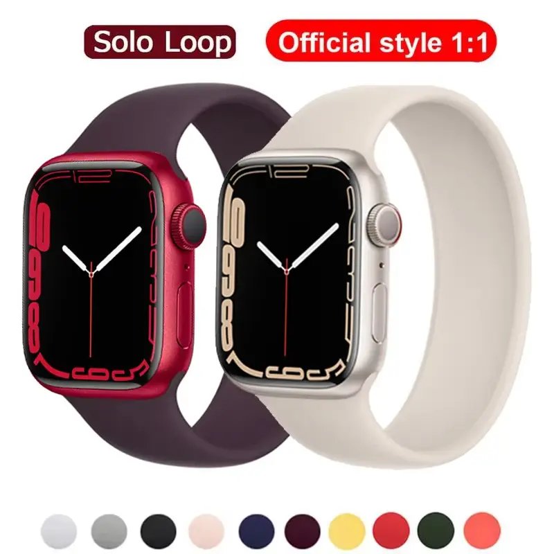Strap for Apple Watch band 44mm 40 45mm 41 38 49mm 42 46mm Elastic Silicone Solo Loop bracelet iWatch series 7 6 3 10 8 ultra 9