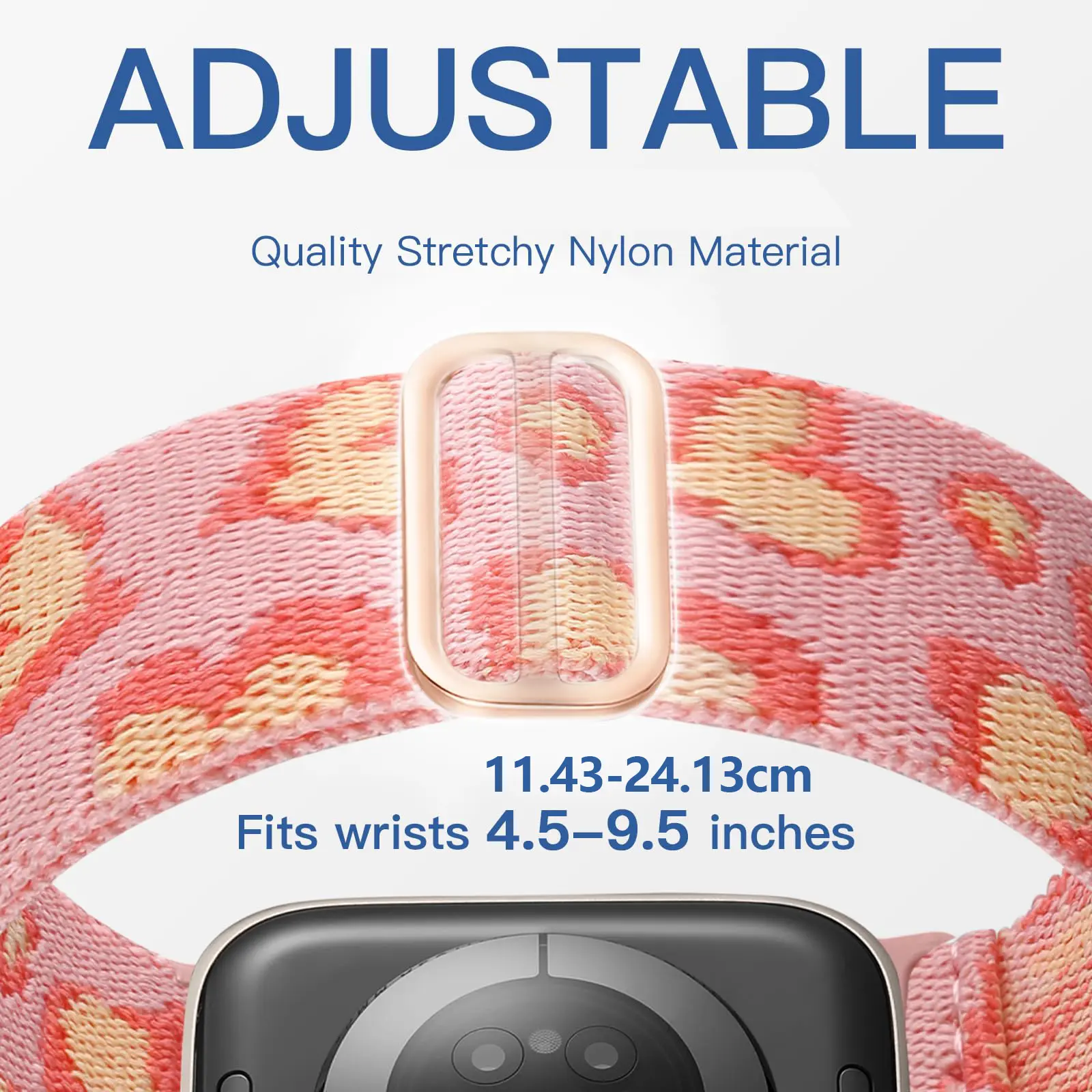 2 PcsNew Printed Pattern Replacement Bands, Stretchy Nylon Loop for Apple Watch Ultra/8/7/6/5/4/3/SE - 49/45/44/42/41/40/38mm