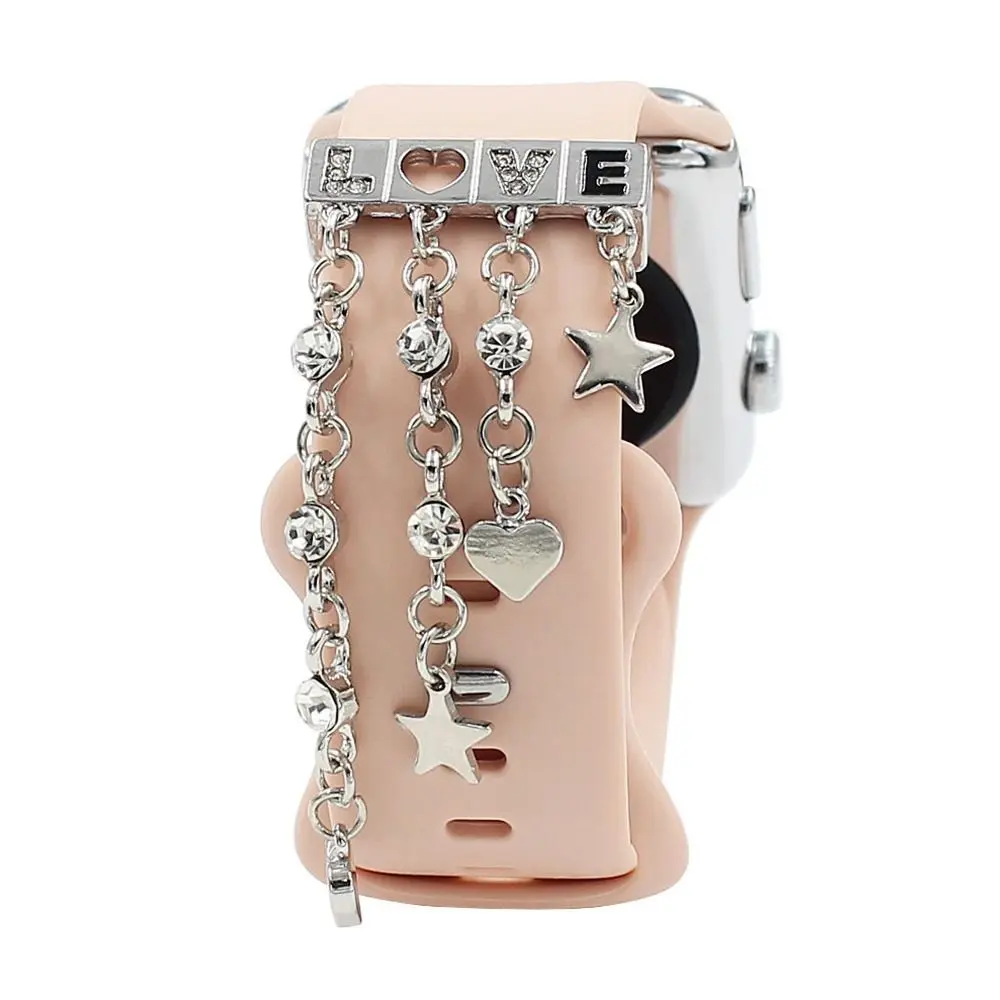 Fashion Strap Decorative Ring for Apple Watch Creative Metal Tassel Charms Watch Band Ornament for iwatch Silicone Strap Jewelry