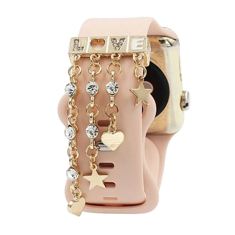 Fashion Strap Decorative Ring for Apple Watch Creative Metal Tassel Charms Watch Band Ornament for iwatch Silicone Strap Jewelry