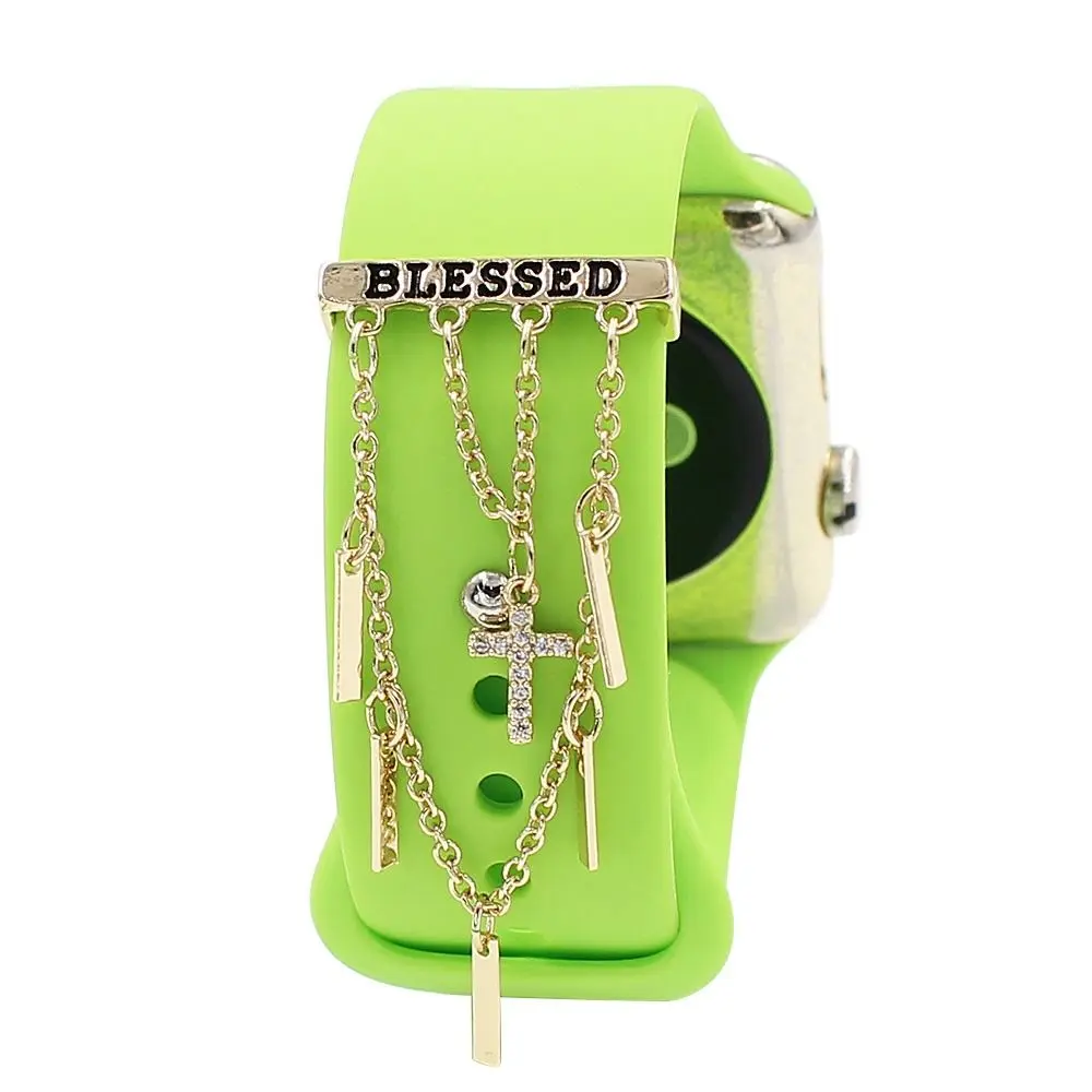 Fashion Strap Decorative Ring for Apple Watch Creative Metal Tassel Charms Watch Band Ornament for iwatch Silicone Strap Jewelry