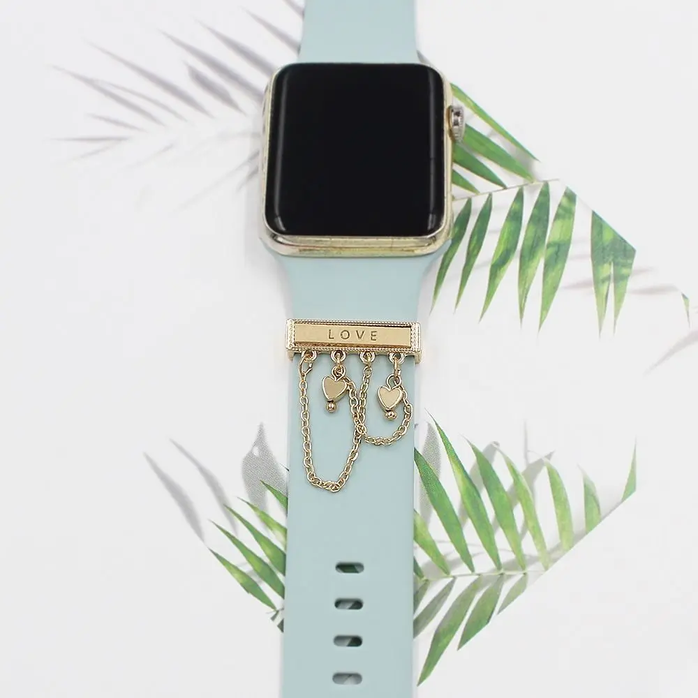 Fashion Strap Decorative Ring for Apple Watch Creative Metal Tassel Charms Watch Band Ornament for iwatch Silicone Strap Jewelry