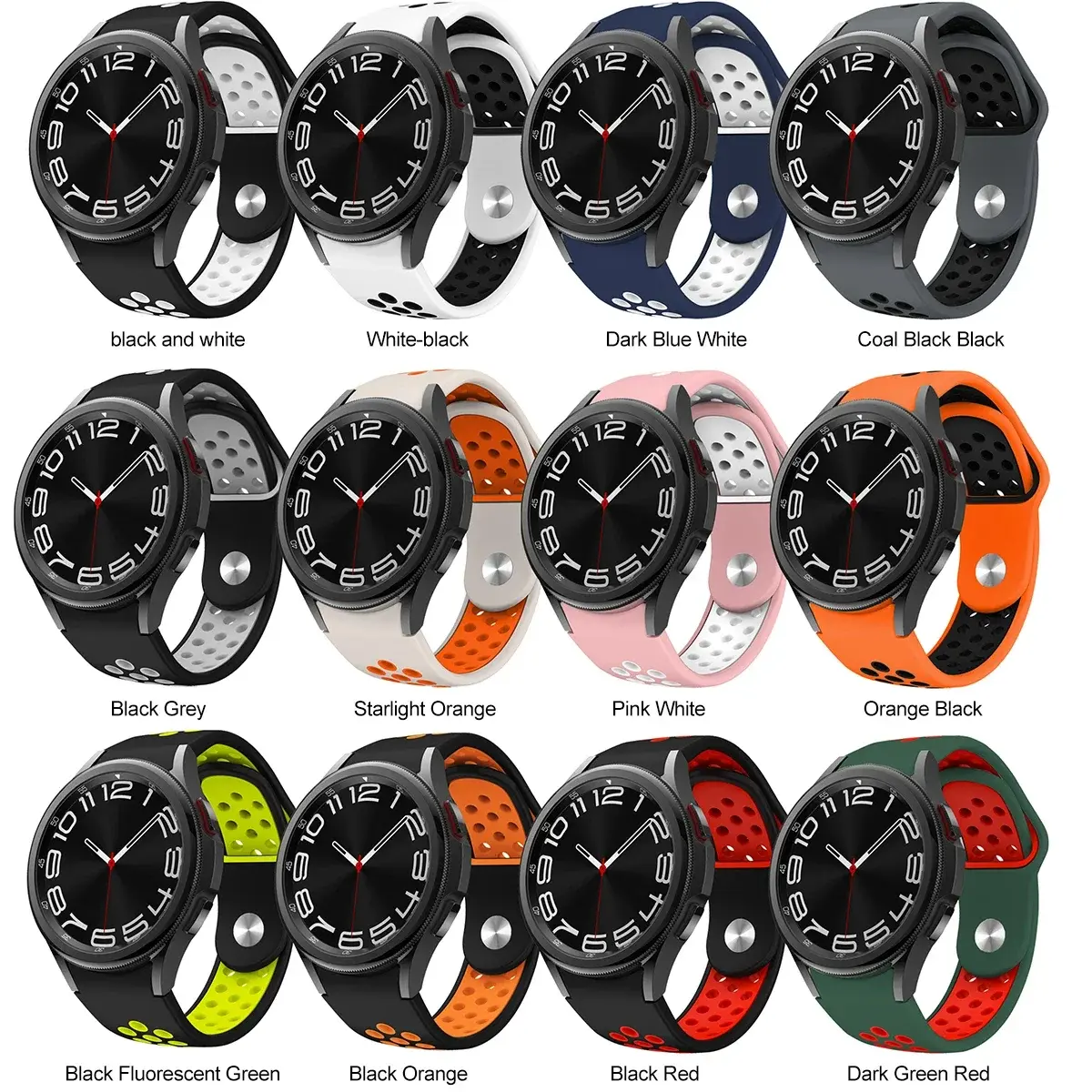 Silicone Strap for Samsung Galaxy 6/4 Classic 43 47mm 42 46mm 6/5/4 40 44mm Soft Rubber Sports Band for Watch 5pro 45mm Bracelet