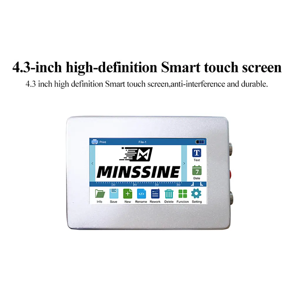 12.7/25.4 Online Inkjet Printer without Cartridge with 4.3'' Screen for QR Barcode Batch Number Logo Expiry Date Coding Machine