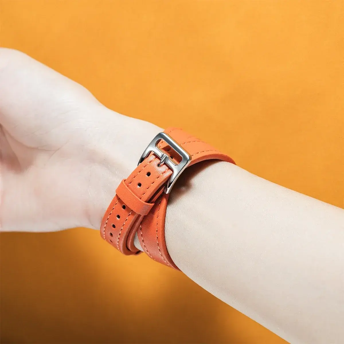 Leather Strap For Apple iWatch Series 10 9 8 7 6 5 4 3 SE Ultra 2 Band 38/40/41/42/44/45/46/49mm Double-loop Bracelet