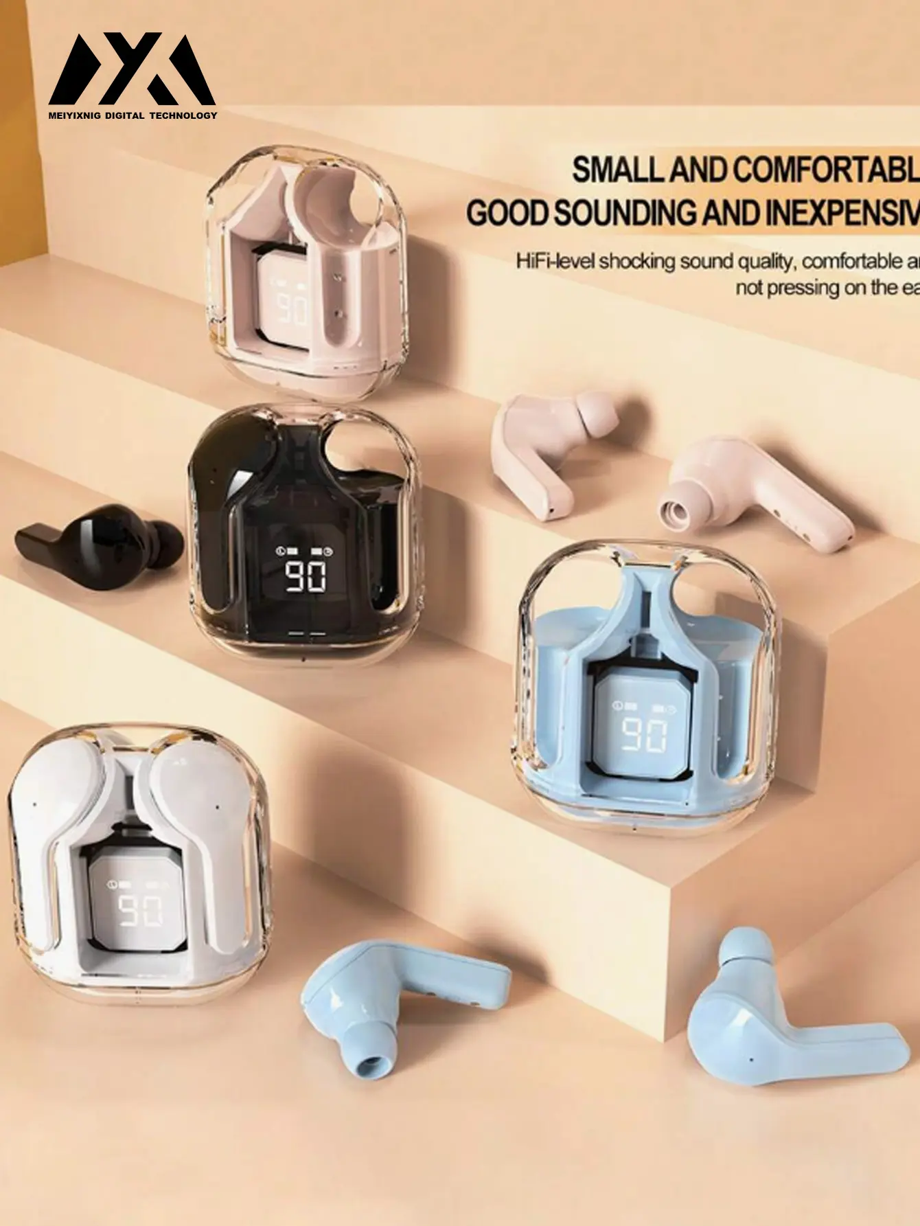 Air31 - A new type of transparent touch control sports TWS wireless headphones with Type-C charging and half-ear design