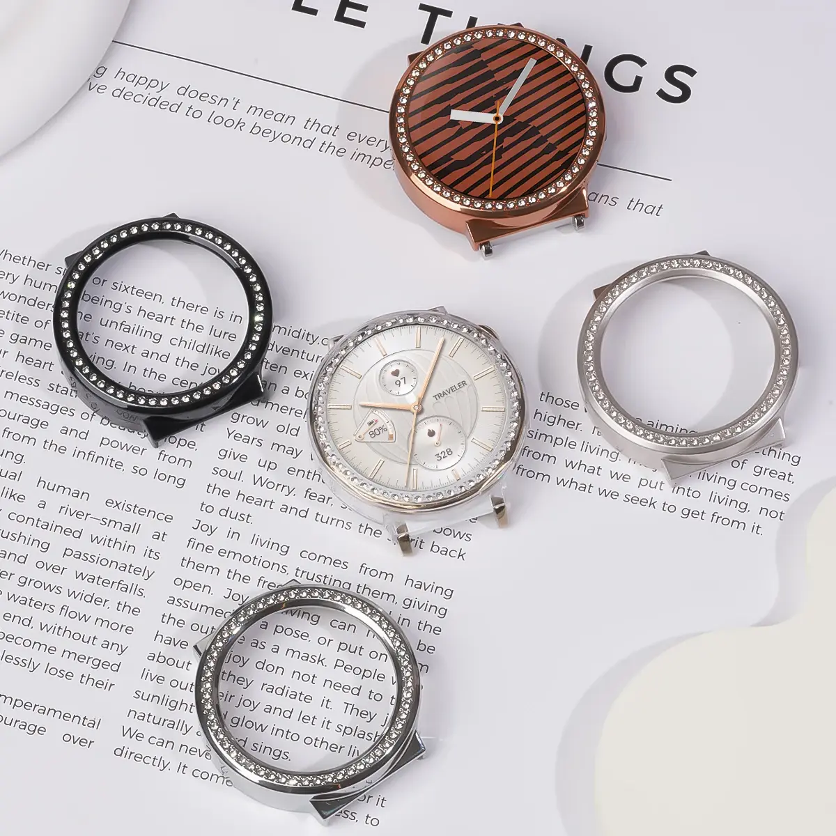 Bling PC Hollow Case For Huawei Watch GT 5 4 41mm /5 Pro 42mm Cover Skin Samrt Strap Diamond Crystal Bumper Protector GT5 GT4