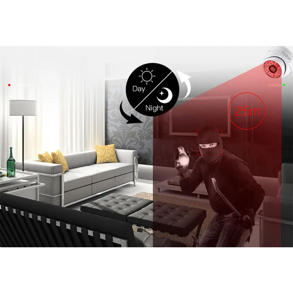 Gadinan AHD FULL HD 1080P Anti Vandal Security Surveillance Wired Dome Camera AHDH 2MP AHD Camera