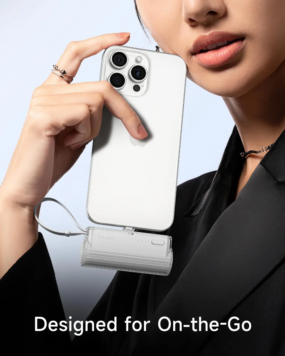 SHARGE Portable Charger Small Power Bank with Changeable Plugs Built in Cable, 5000mAh USB-C Battery Pack for iPhone 16