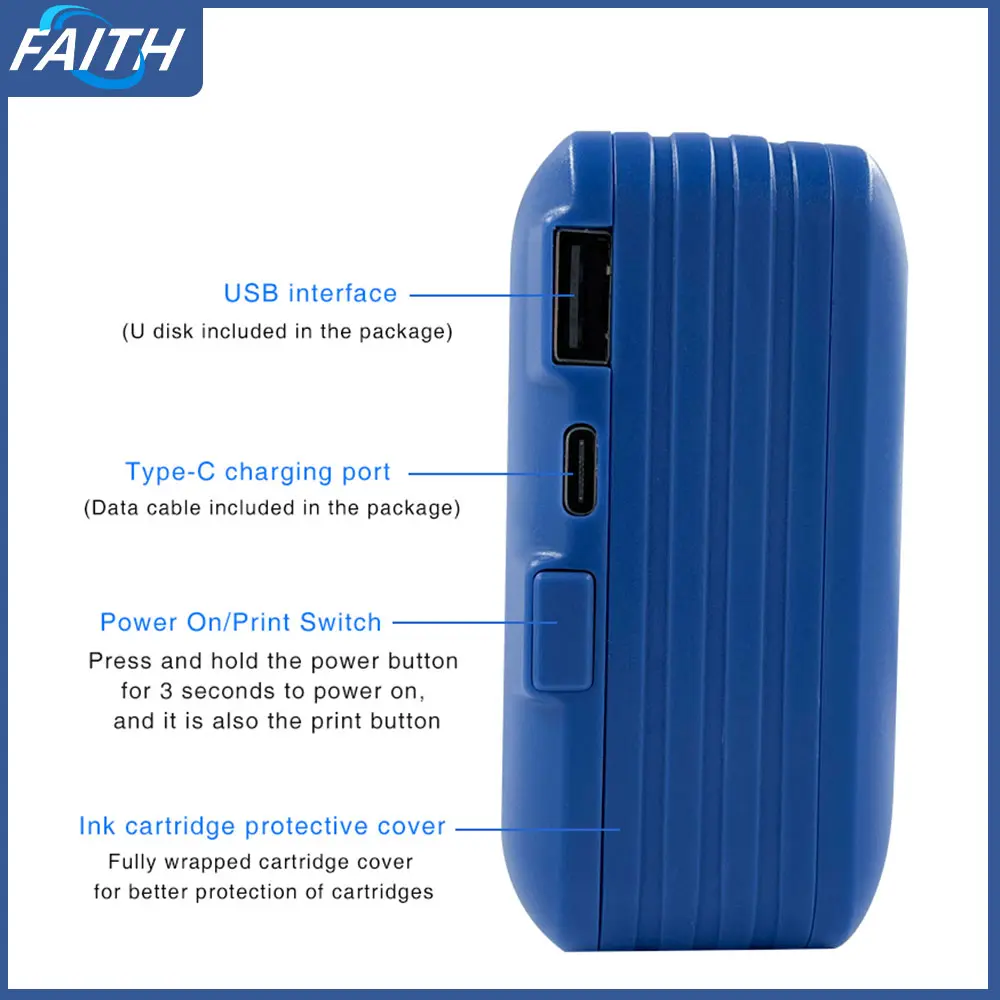 Faith 25 Languages mini Handheld Inkjet Printer  label printer Number Logo Plastic impresora portátil photo printer 프린터