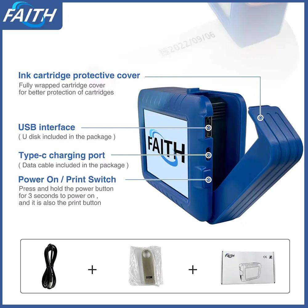 Faith 25 Languages mini Handheld Inkjet Printer  label printer Number Logo Plastic impresora portátil photo printer 프린터
