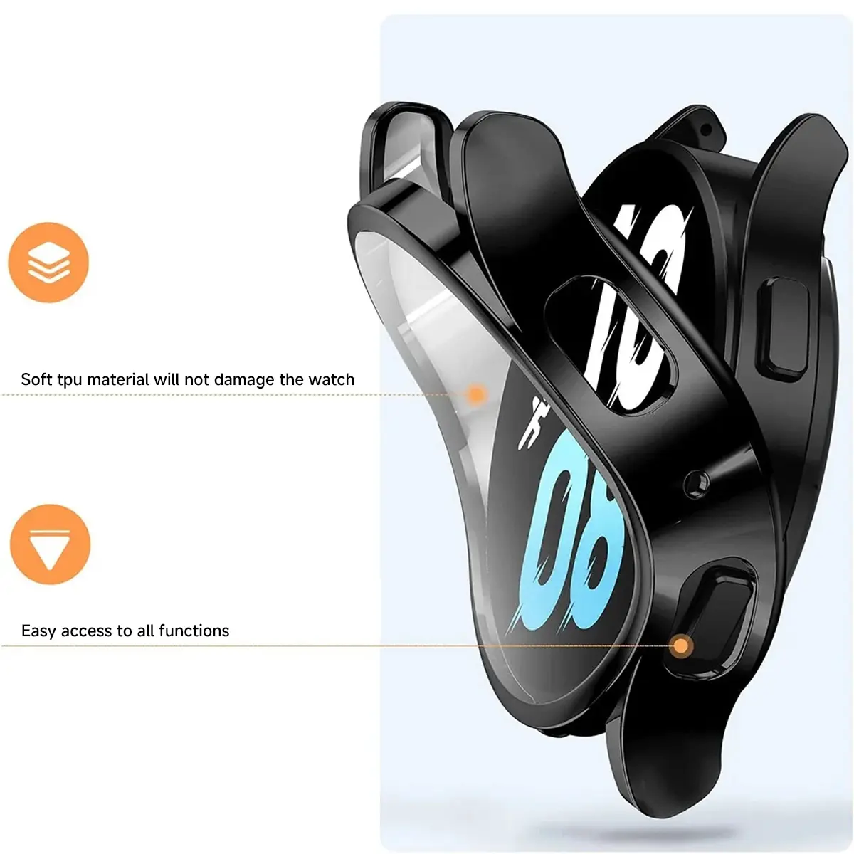 Case+Strap for Samsung Galaxy Watch7 40mm 44mm Silicone Band Bracelet Tempered Glass Screen Film TPU Case Protector Cover Bumper