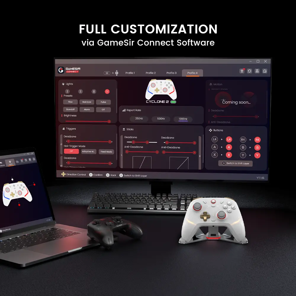 GameSir Cyclone 2 Controlador de jogos sem fio Bluetooth, com TMR Sticks Joystick Efeito Hall , para PC/NS/Android/IOS Gamepad