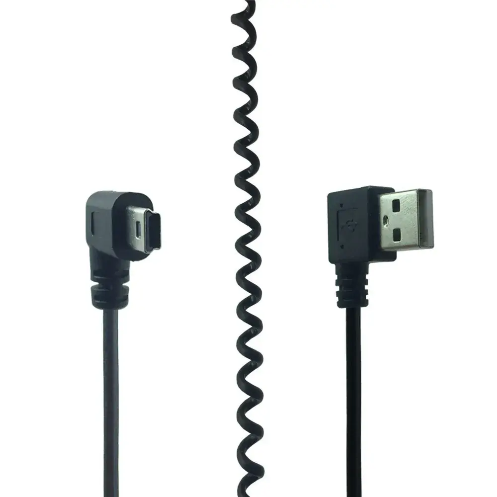 Mini Usb 90 Degree Cord Cable Players Spiral Coiled Adapter Digital Cameras Right Angled Extension cables for MP3 GPS HDD