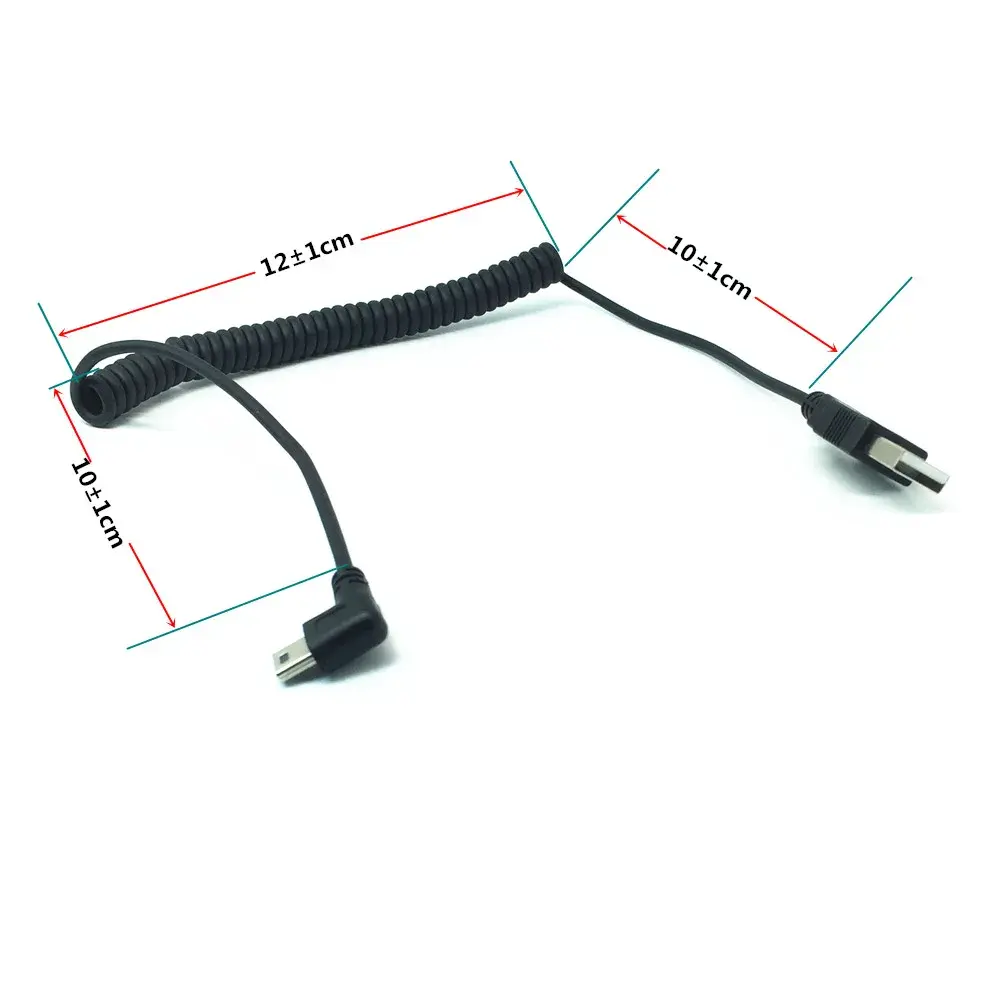 Mini Usb 90 Degree Cord Cable Players Spiral Coiled Adapter Digital Cameras Right Angled Extension cables for MP3 GPS HDD