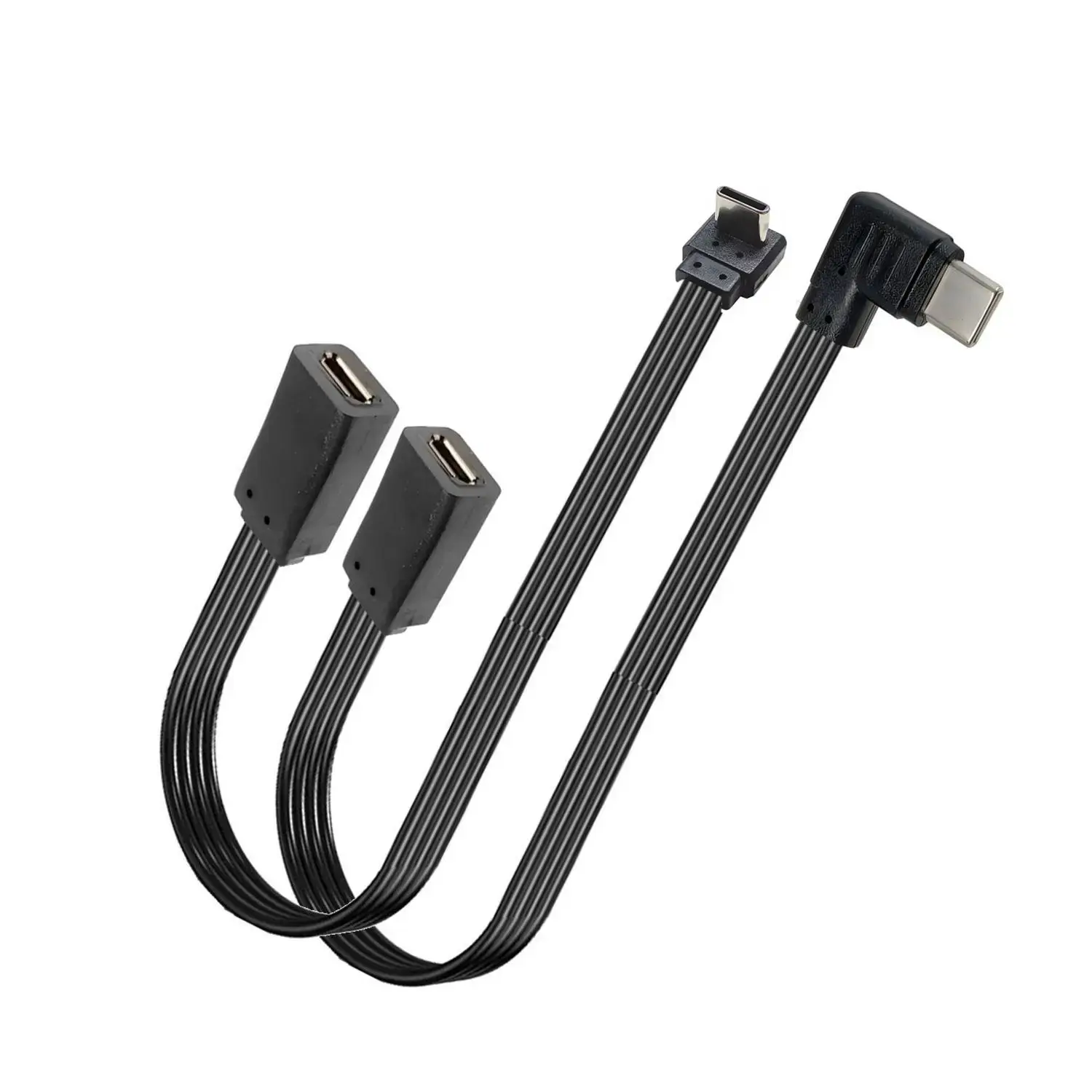 0.2M 0.1M  26#AWG 90 degree flat C-type female head to Micro-B micro C-type male head USB data charger converter cable adapter