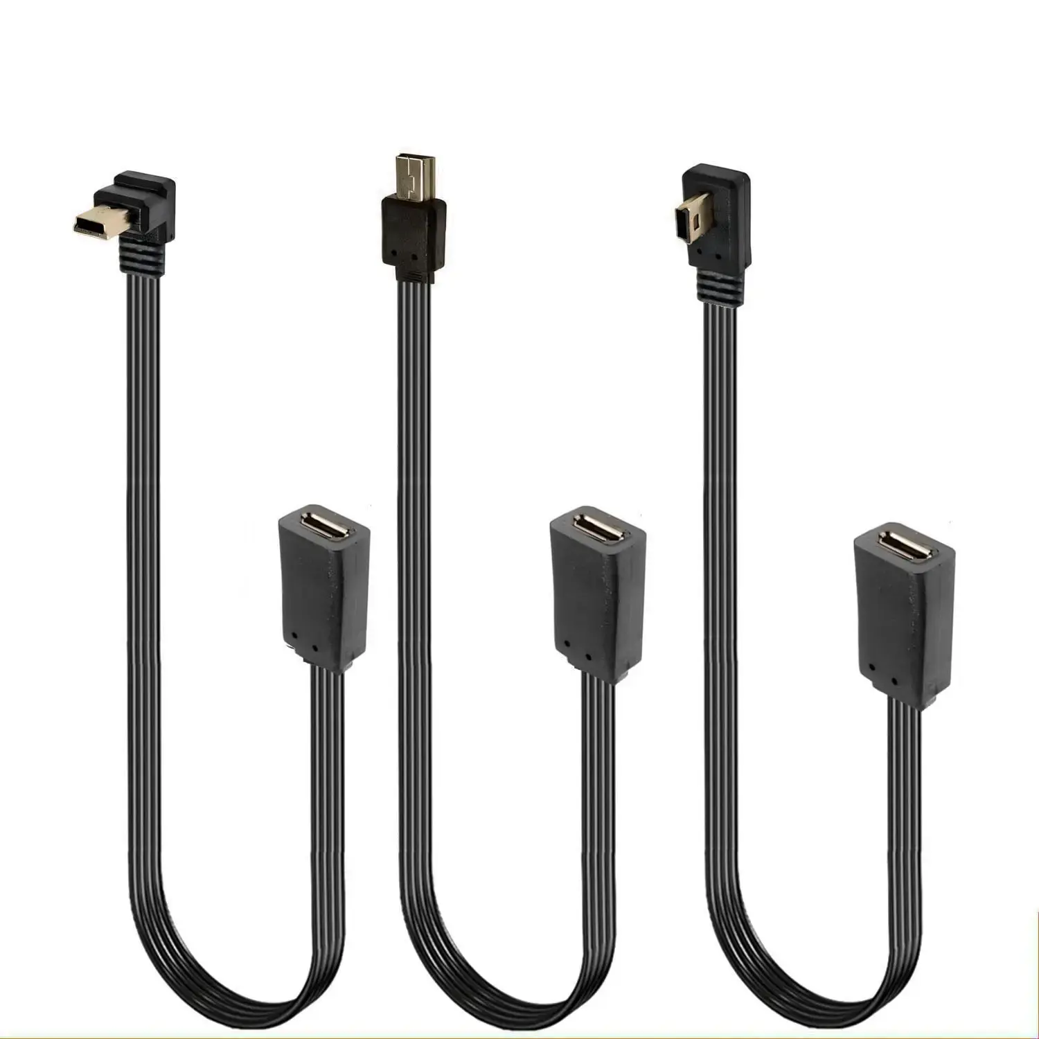 0.2M 0.1M  26#AWG 90 degree flat C-type female head to Micro-B micro C-type male head USB data charger converter cable adapter