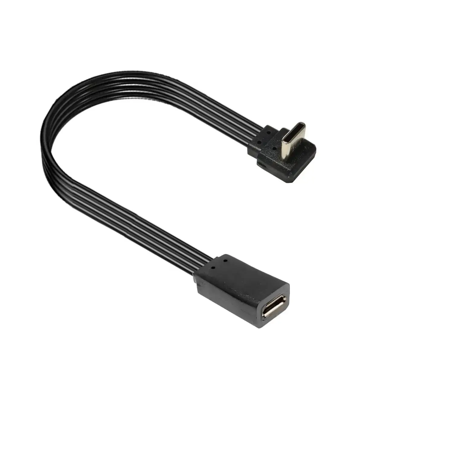 0.2M 0.1M  26#AWG 90 degree flat C-type female head to Micro-B micro C-type male head USB data charger converter cable adapter