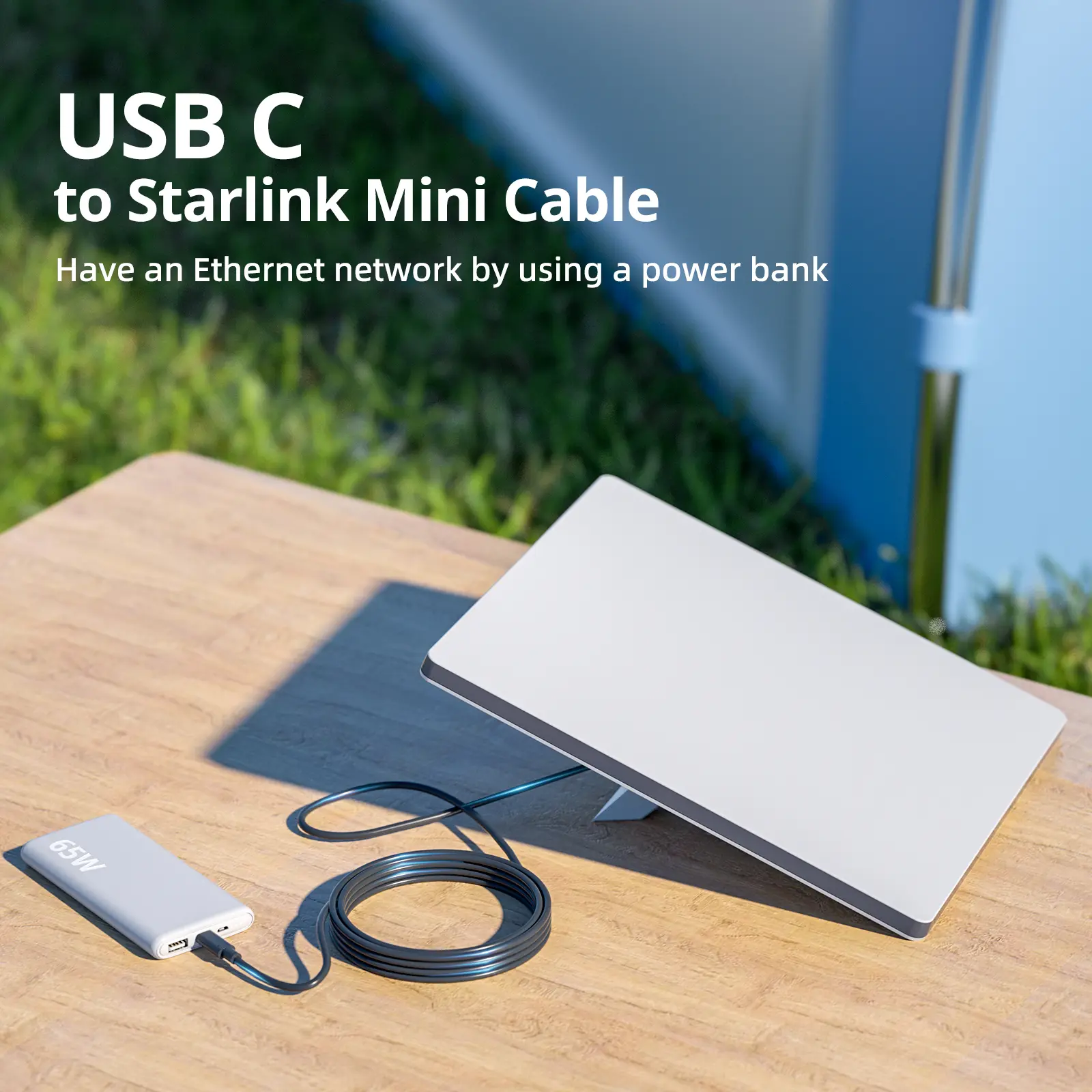 For Starlink Mini Cable, Starlink Mini USB C to DC Waterproof Power Cord 100W Input USB Type C to DC Cable (6.6ft / 2m)