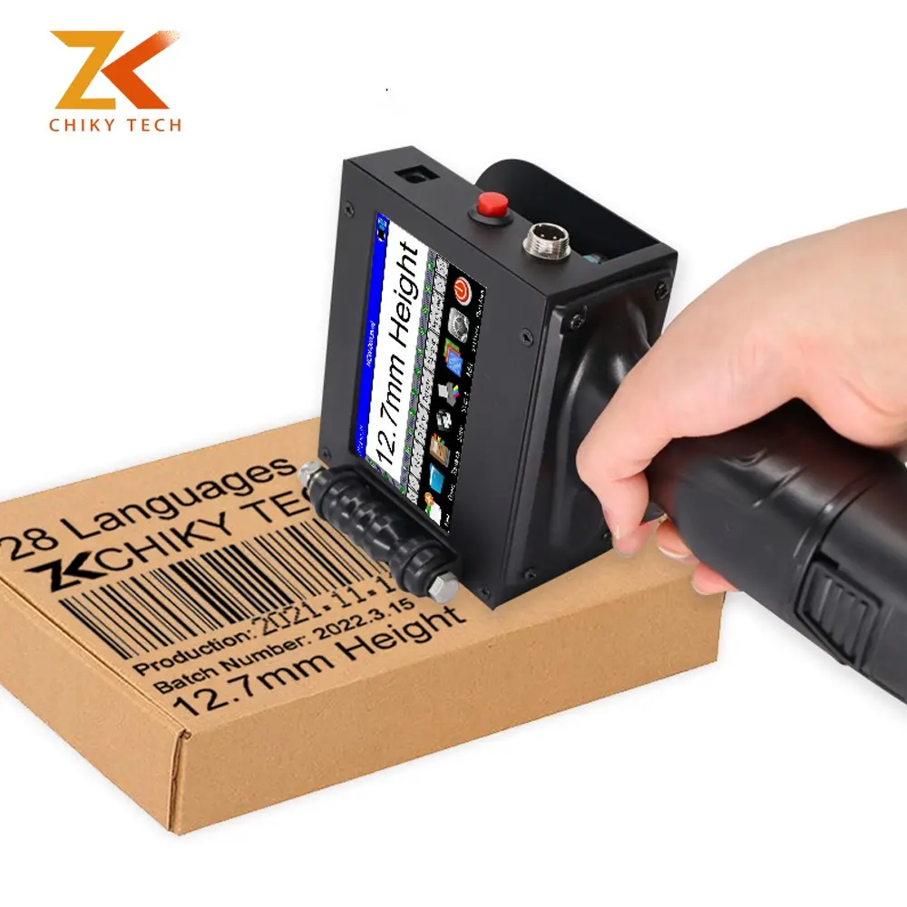 CHIKY ZK1680 Upgraded Handheld Inkjet Printer Gun Any Surface 16.8V 600dpi 12.7mm Portable Intelligent Logo Fast Dry