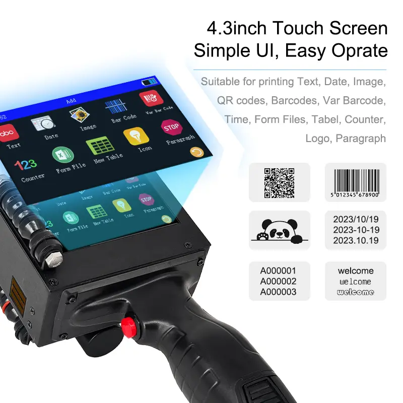 CHIKY ZK1680 Upgraded Handheld Inkjet Printer Gun Any Surface 16.8V 600dpi 12.7mm Portable Intelligent Logo Fast Dry