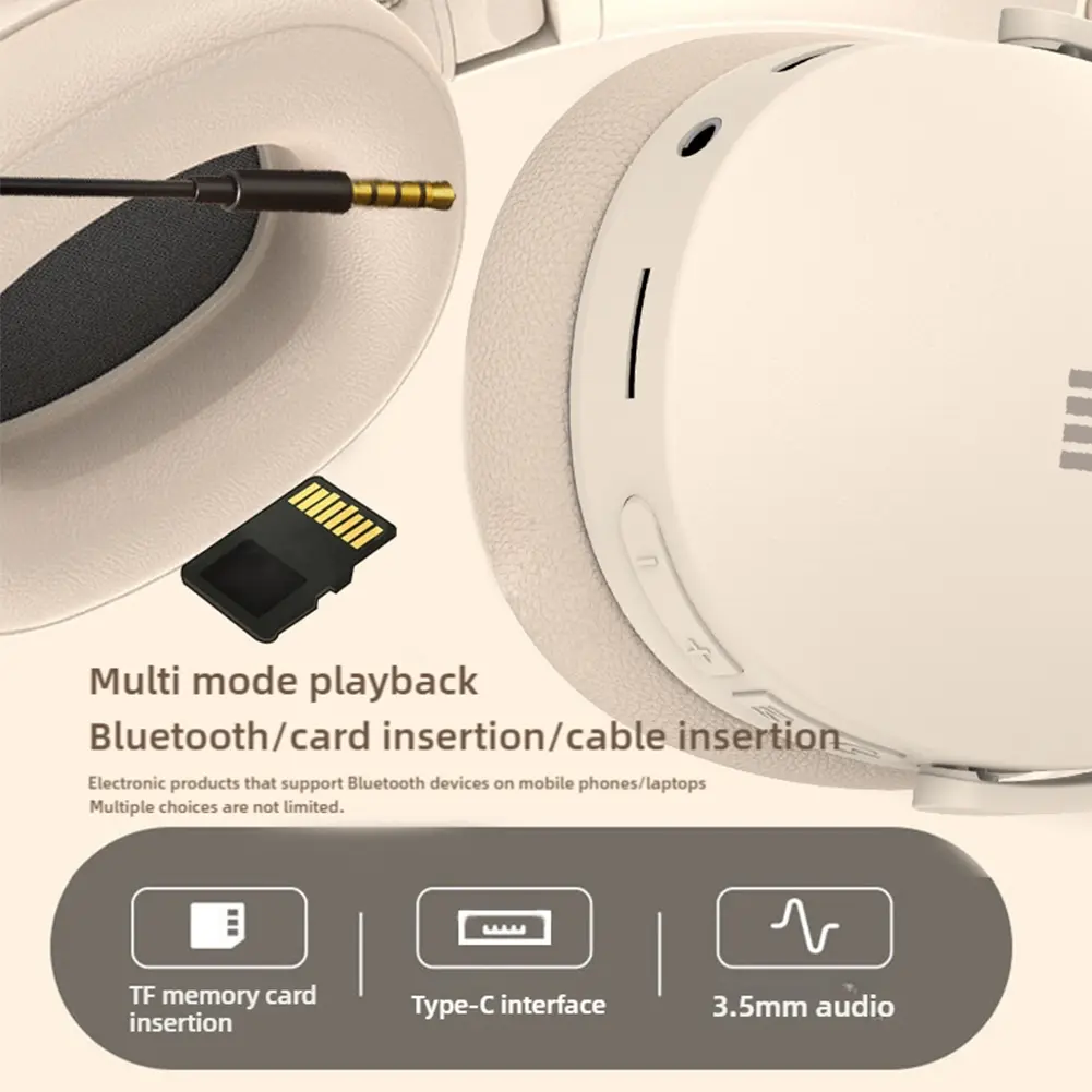Xiaomi Wireless Bluetooth Headphones Over Ear HiFi Stereo Foldable Lightweight Headset Supports TF Cards 3.5mm Type-C Interface