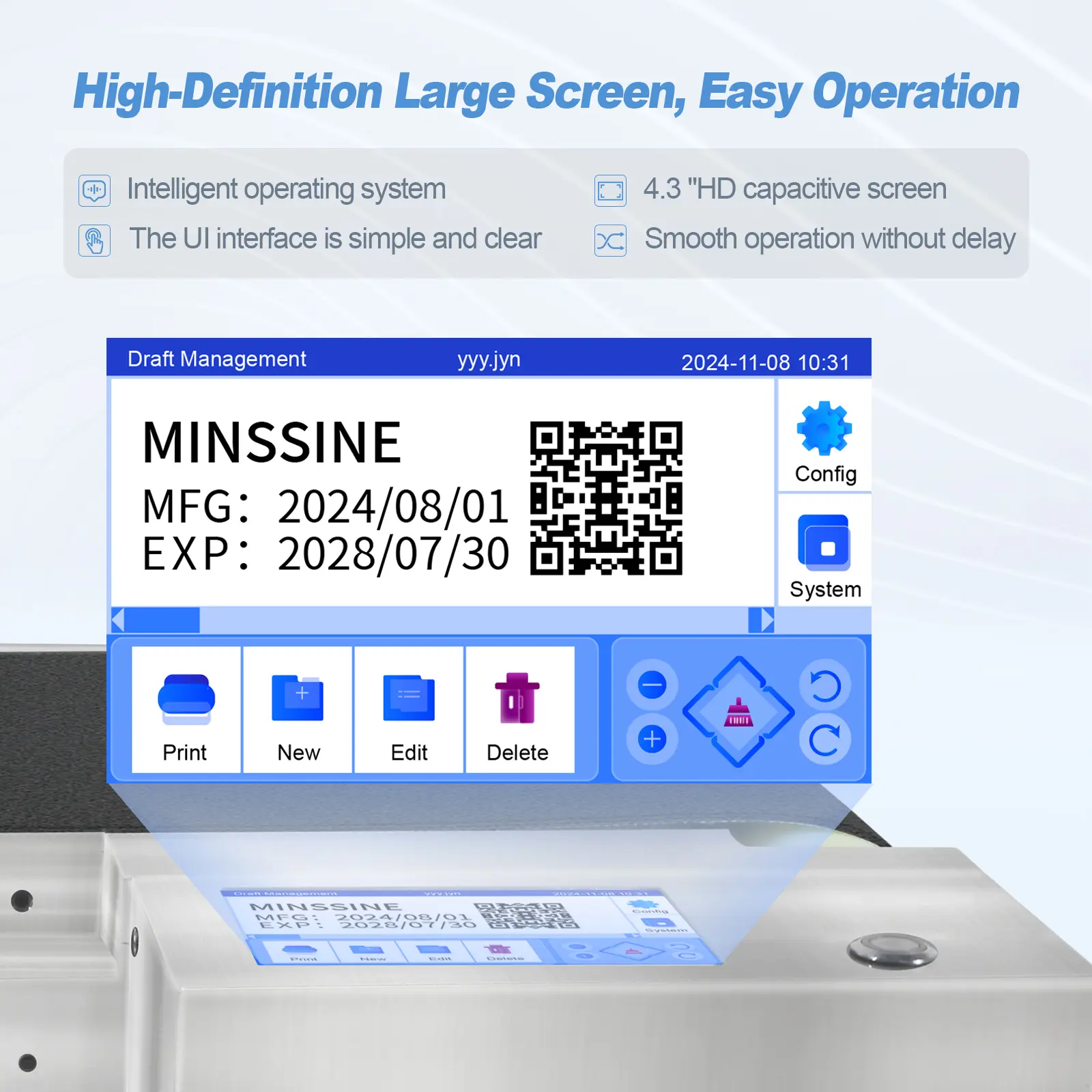 12.7mm Integrated Conveyor Inkjet Printer with 4.3'' Touch Screen for Production Line Inkjet Coding Machine (No Cartridge)