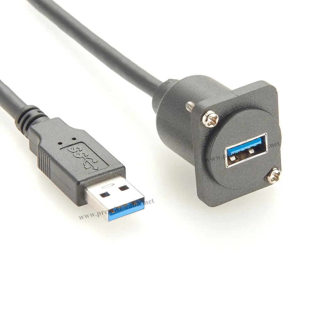 D Type USB 3.0 Male to Female Extension Cable Type A XLR Panel Mount Convertor USB A Pass Through Chassis Flange Coupler Cable