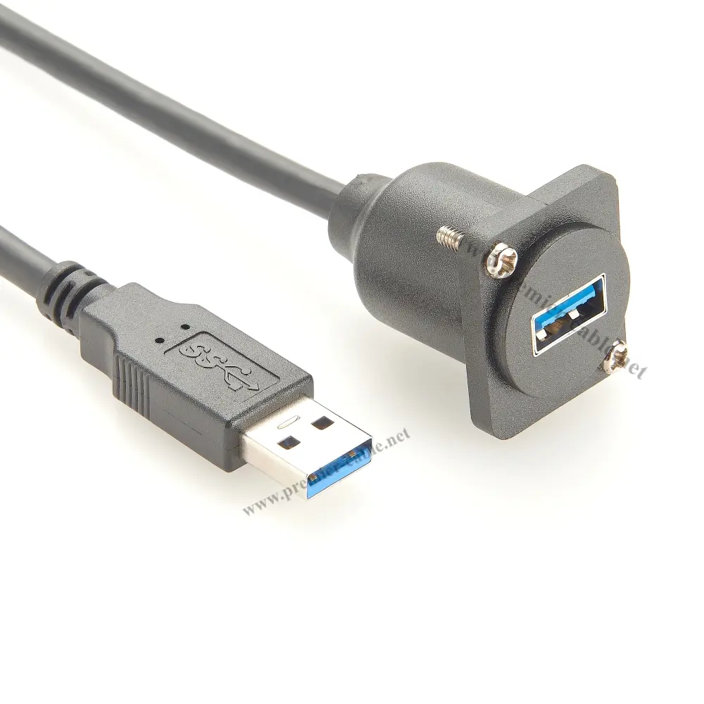 D Type USB 3.0 Male to Female Extension Cable Type A XLR Panel Mount Convertor USB A Pass Through Chassis Flange Coupler Cable