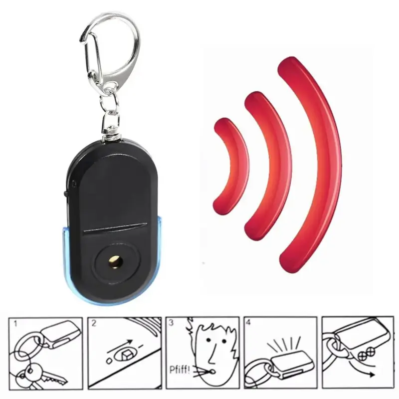 Smart Anti-Lost Key Locator Finder Tracker LED Whistle Key Finder Flashing Beeping Sound Alarm With Keychain Whistle