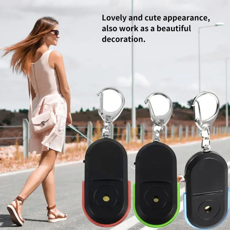 Smart Anti-Lost Key Locator Finder Tracker LED Whistle Key Finder Flashing Beeping Sound Alarm With Keychain Whistle