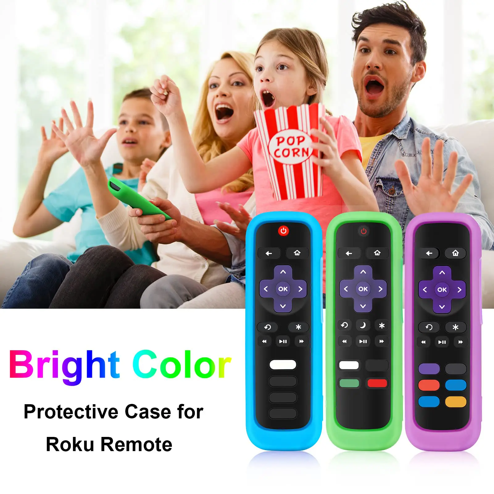 Case for Roku Remote Universal Replacement Controller Silicone Sleeve Skin Glow in The Dark(Red and Black Not Glow)