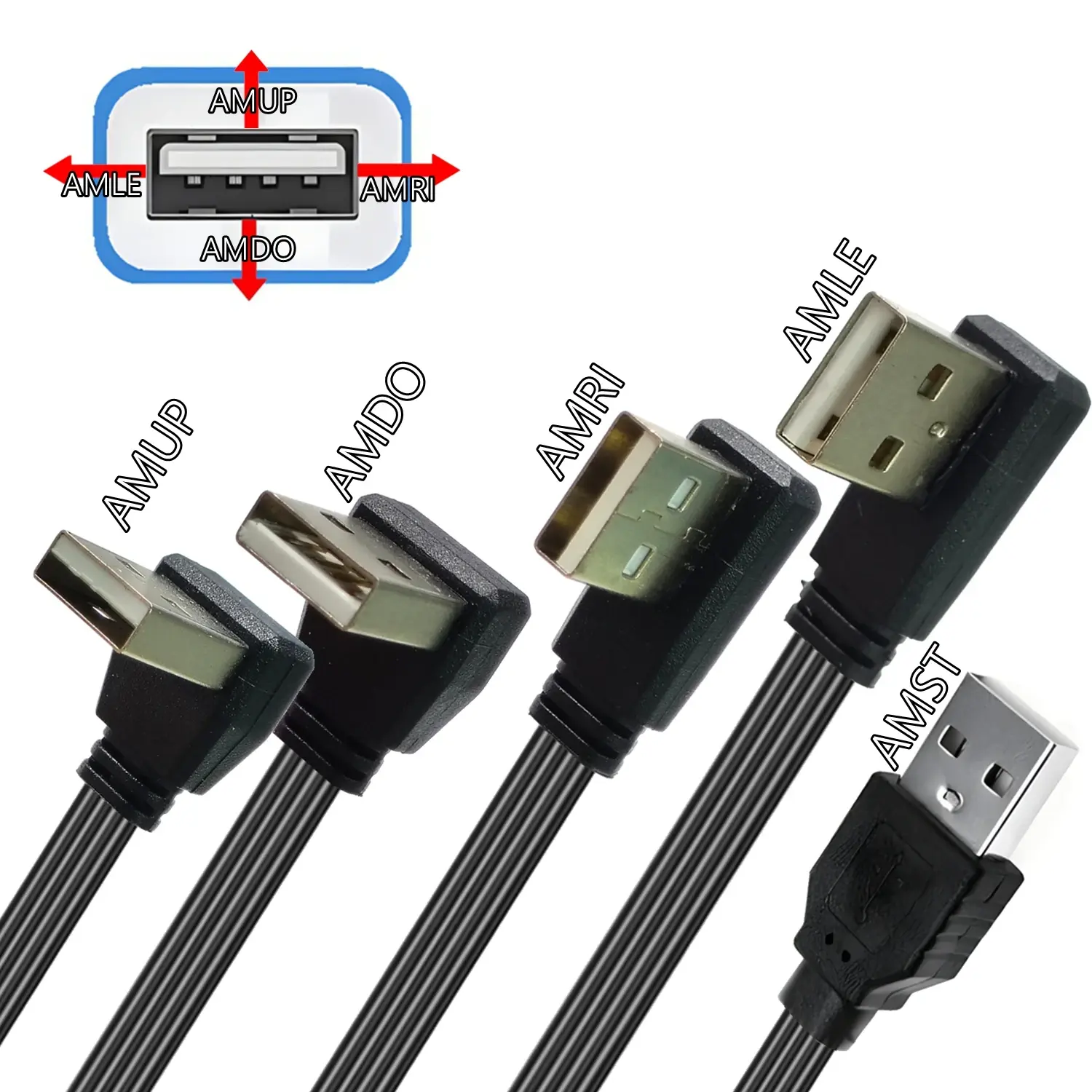 USB Micro USB Male to USB Male 90 Degree Up, Down, Left and Right Angle Data Charging Connector Cable, 10cm 20cm 50cm for Tablet